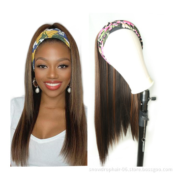 Julianna 2 Tone Color Headband Wig Top Selling Kinky Straight Deep Wave 40 In Curly Yaki Red Headband Wig